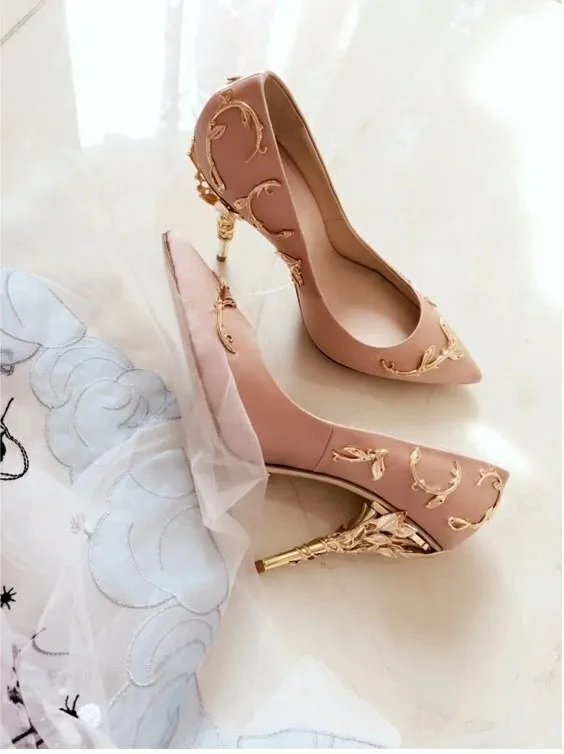 Ralph & Russo Blush Mule in Rose Satin