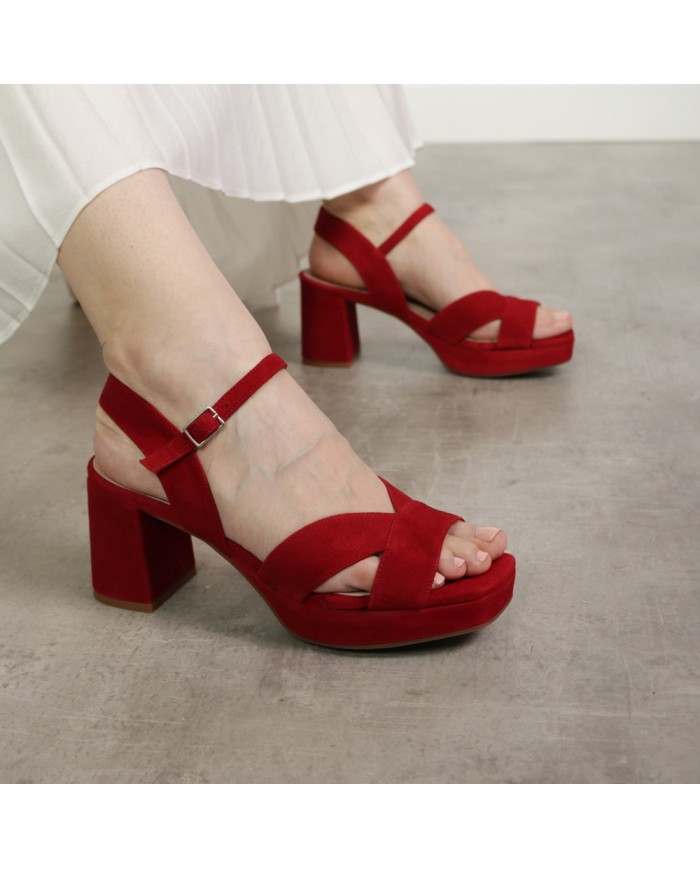 Ralph & Russo Scarlet Sandal in Crimson Suede